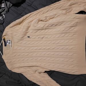Ralph Lauren Cream Cable Knit Sweater for Men